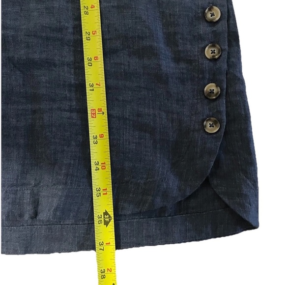 Tahari Women's Size Medium Blue Linen Dress Sleeveless V Neck Shirt Dress - Picture 7 of 7